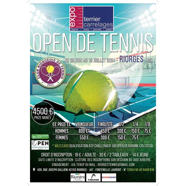 DU 29 JUIN AU 19 JUILLET : OPEN D’ÉTÉ DU CLUB RIORGEOIS DE TENNIS