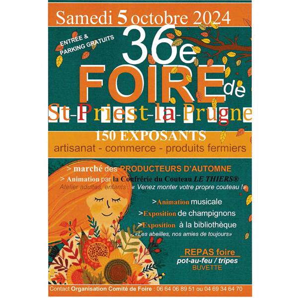 SAMEDI 5 OCTOBRE 36ÈME FOIRE DE SAINT-PRIEST-LA-PRUGNE